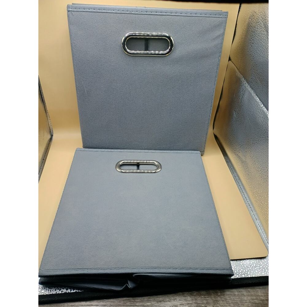 Amazon Basic Gray Fabric Storage Cubes - Set Of 2 - 12x12 Inches